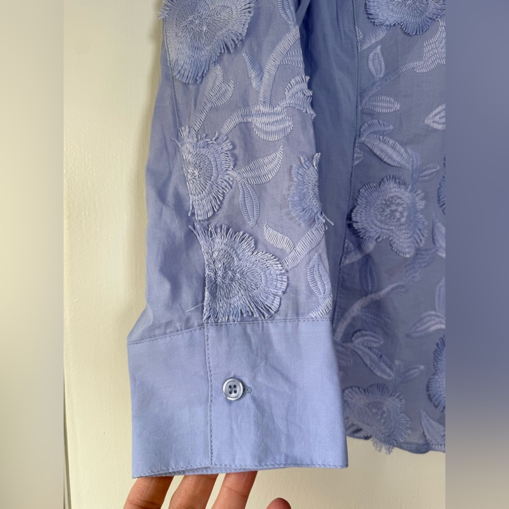 Hester & Orchard 3D Floral Textured Button Down Shirt 100% Cotton Artsy Unique - Picture 4 of 7